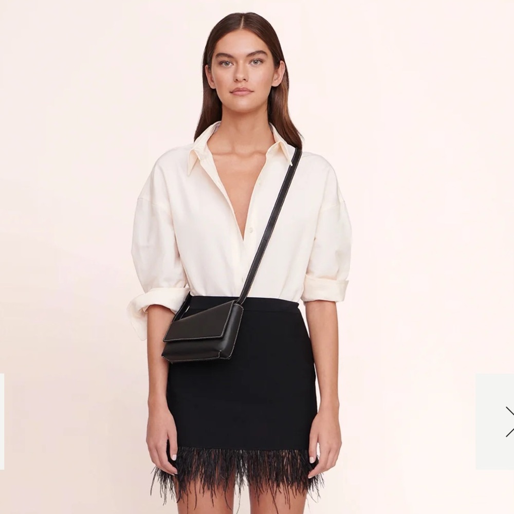 Staud Acute Black Leather Small Convertible Crossbody/ Clutch/ Shoulder Bag NWT